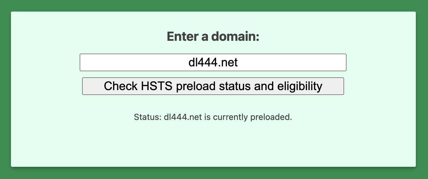HSTS Preload 指示域名已添加到 HSTS 数据库中